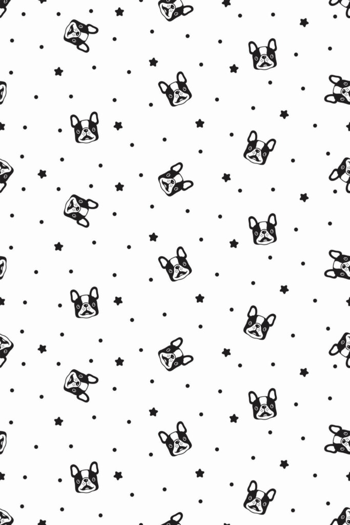 Pattern repeat of French bulldog removable wallpaper design