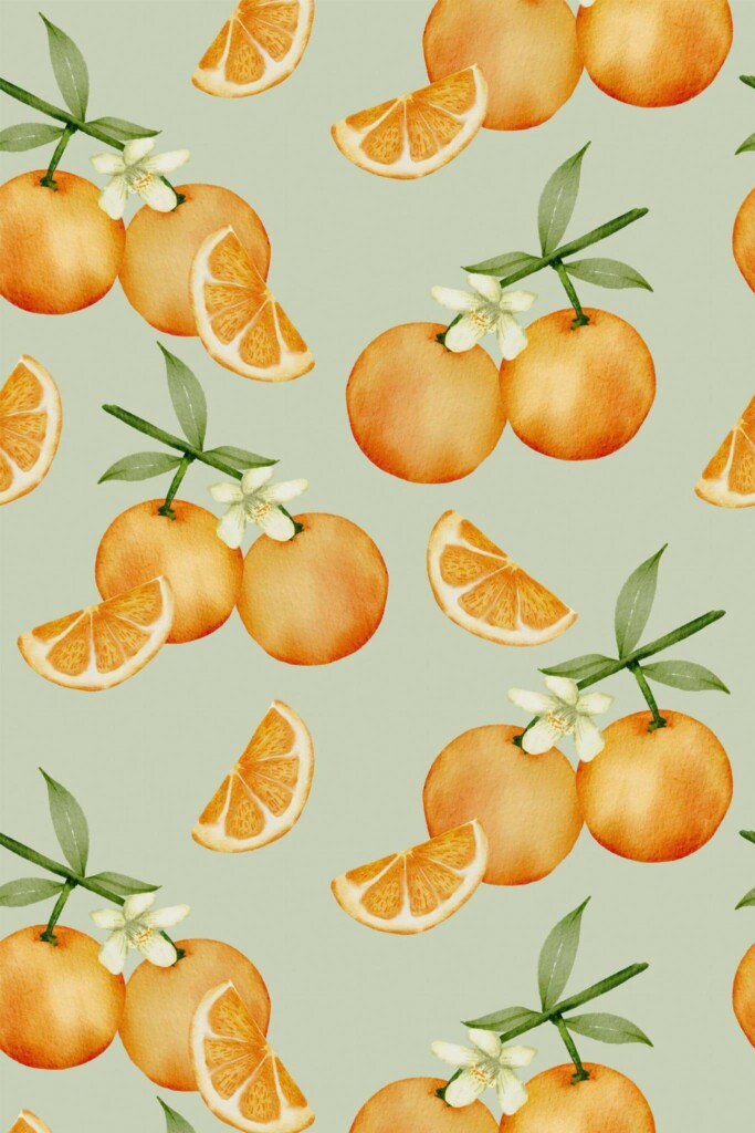 Pattern repeat of Fresh orange removable wallpaper design