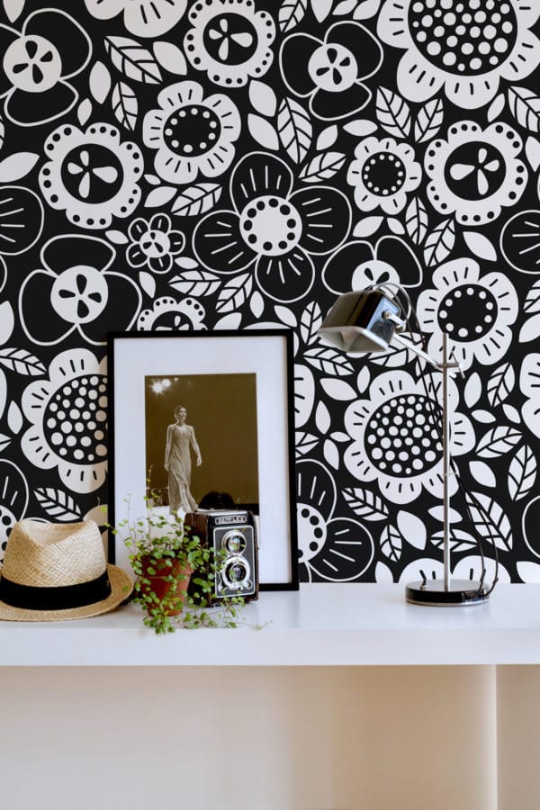 Contemporary floral stick on wallpaper