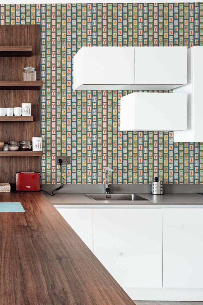 Fancy Walls self-adhesive wallpaper with fun kitchen seafood design
