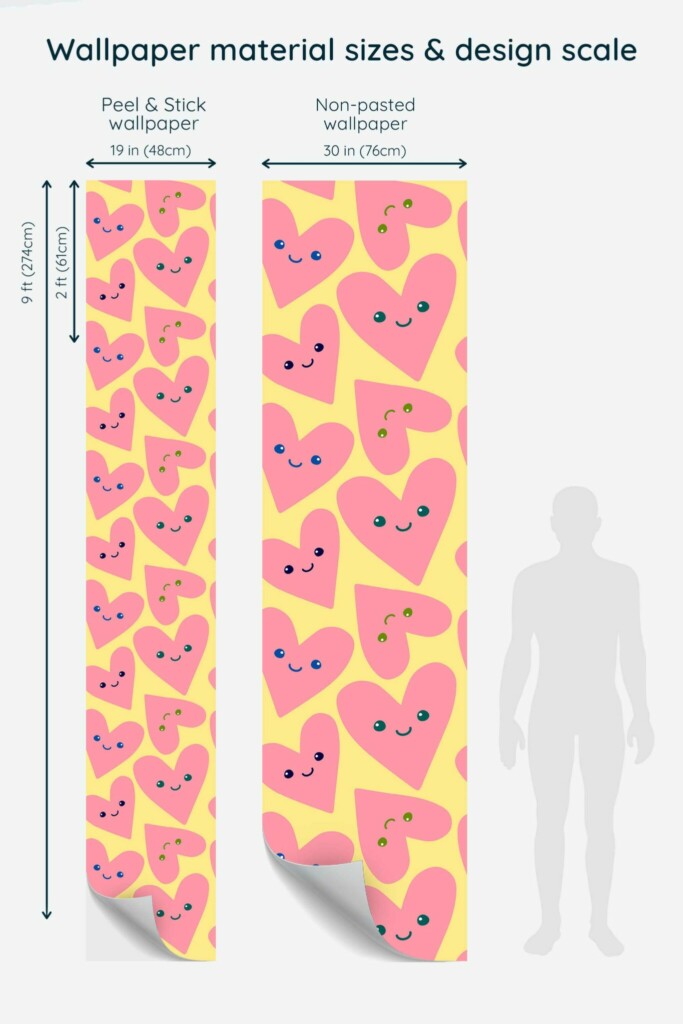Fun Pink Heart Pattern Wallpaper for Walls