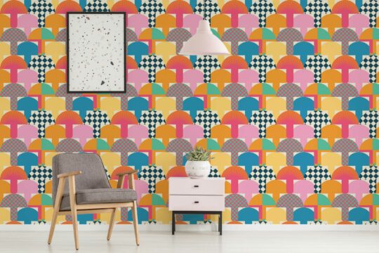 Dotted Delight in Mushroom Medley, peel and stick wallpaper by Fancy Walls