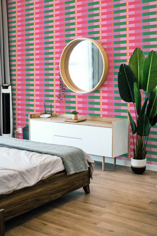 Pink Groove peel and stick wallpaper by Fancy Walls