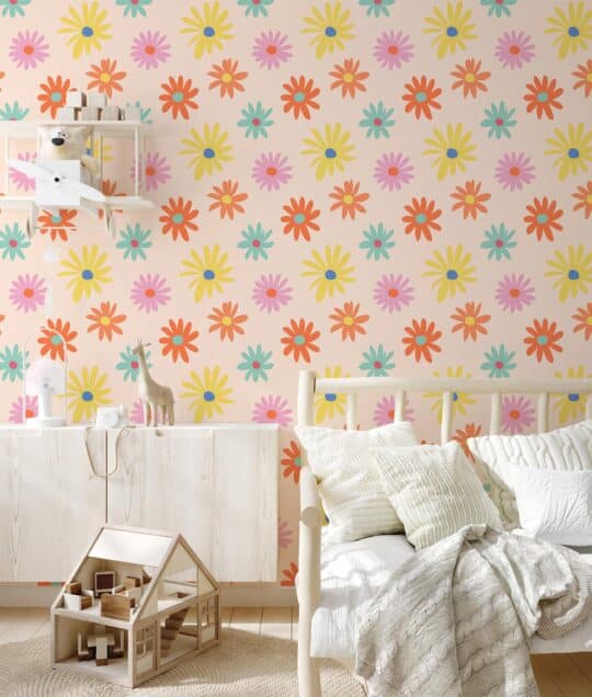funky floral non-pasted wallpaper