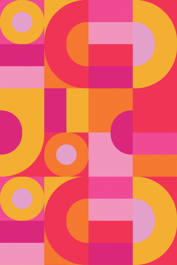 Fun abstract Bauhaus design in pink tones by Fancy Walls self-adhesive wallpaper