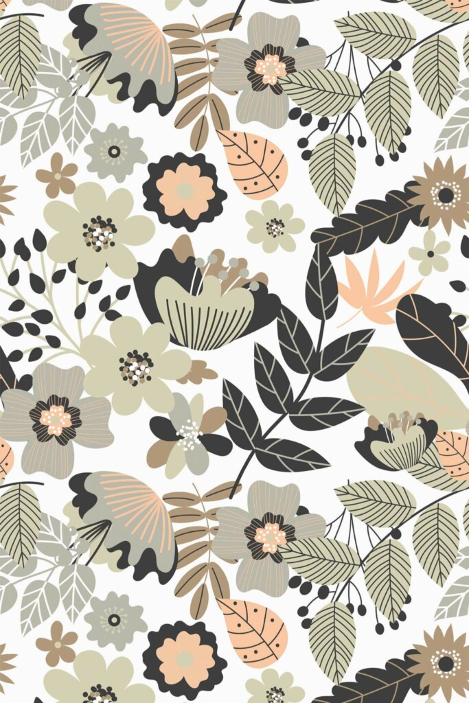 Pattern repeat of Garden removable wallpaper design