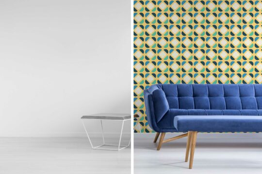 Green Retro Lines self-adhesive wallpaper by Fancy Walls