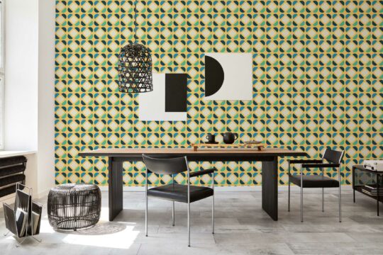 Emerald Geometric Echo removable wallpaper by Fancy Walls