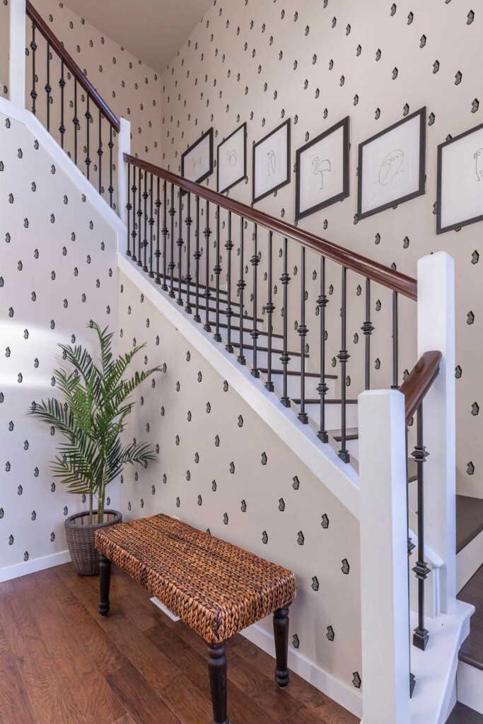 Rustic style entryway decorated with Geometric abstract shapes peel and stick wallpaper