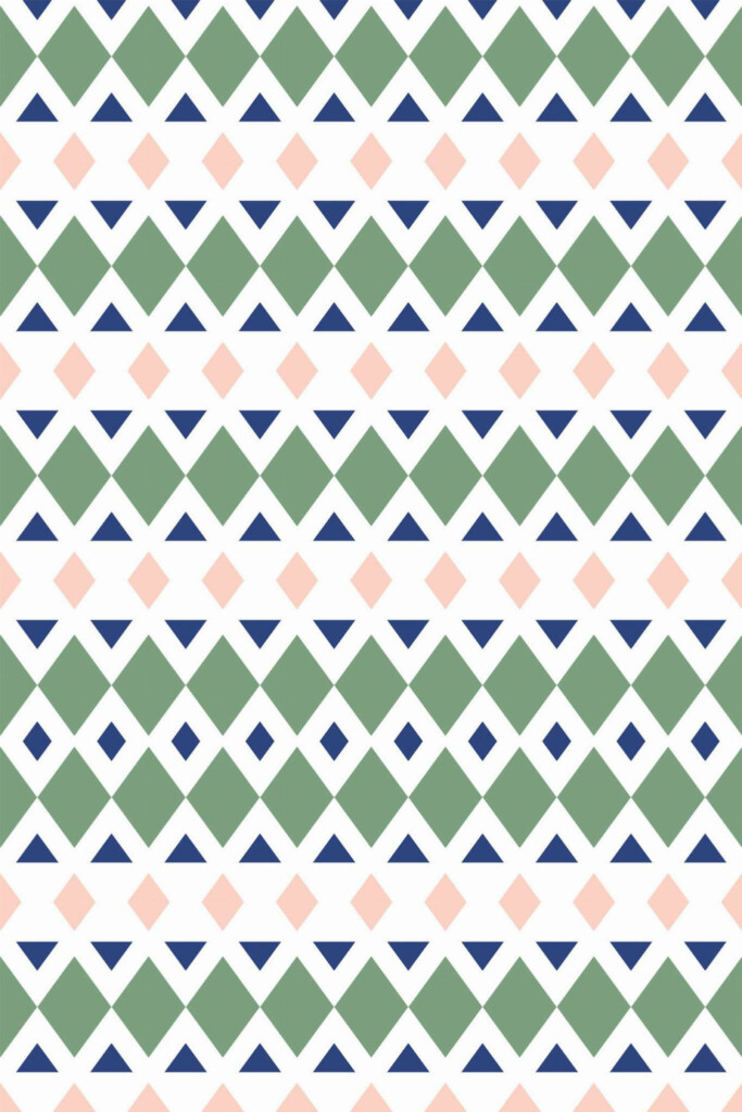 Pattern repeat of Geometric argyle pattern removable wallpaper design