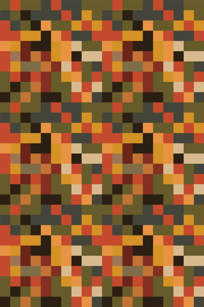 Pattern repeat of Geometric Autumn Palette removable wallpaper design
