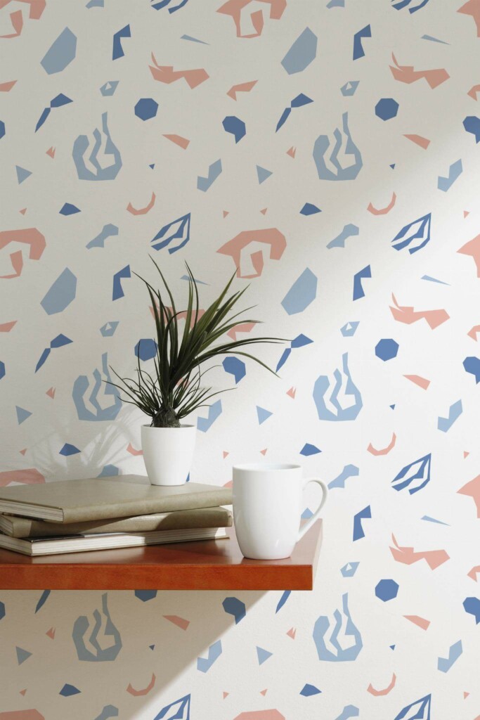 Scandinavian style accent wall decorated with Geometric colorful shapes peel and stick wallpaper