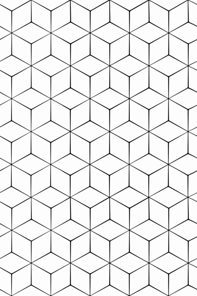 Pattern repeat of Geometric cube removable wallpaper design