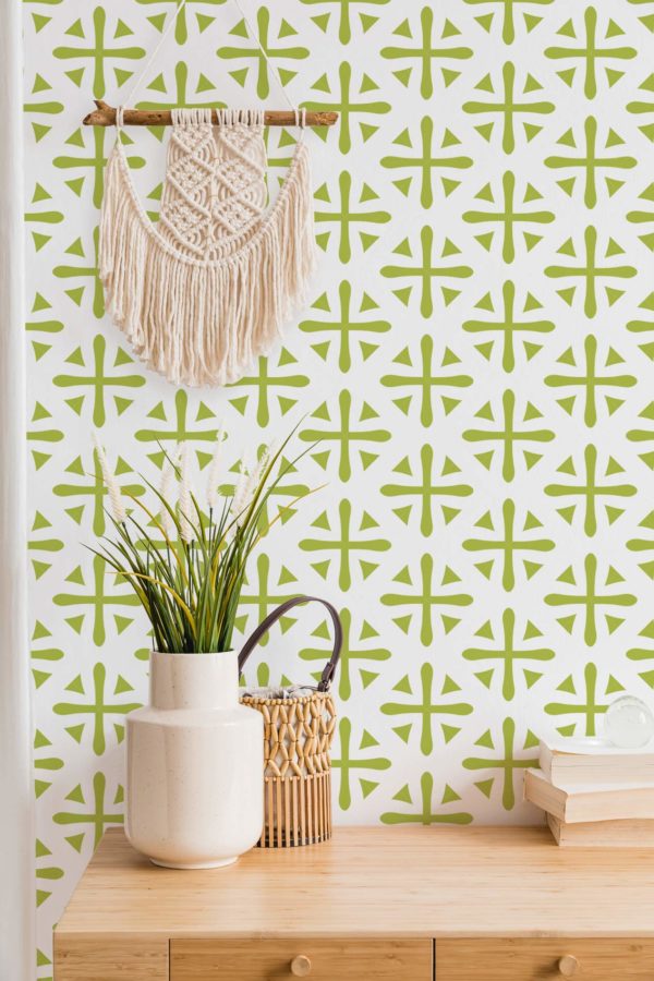 Green geometric pattern wallpaper | Fancy Walls