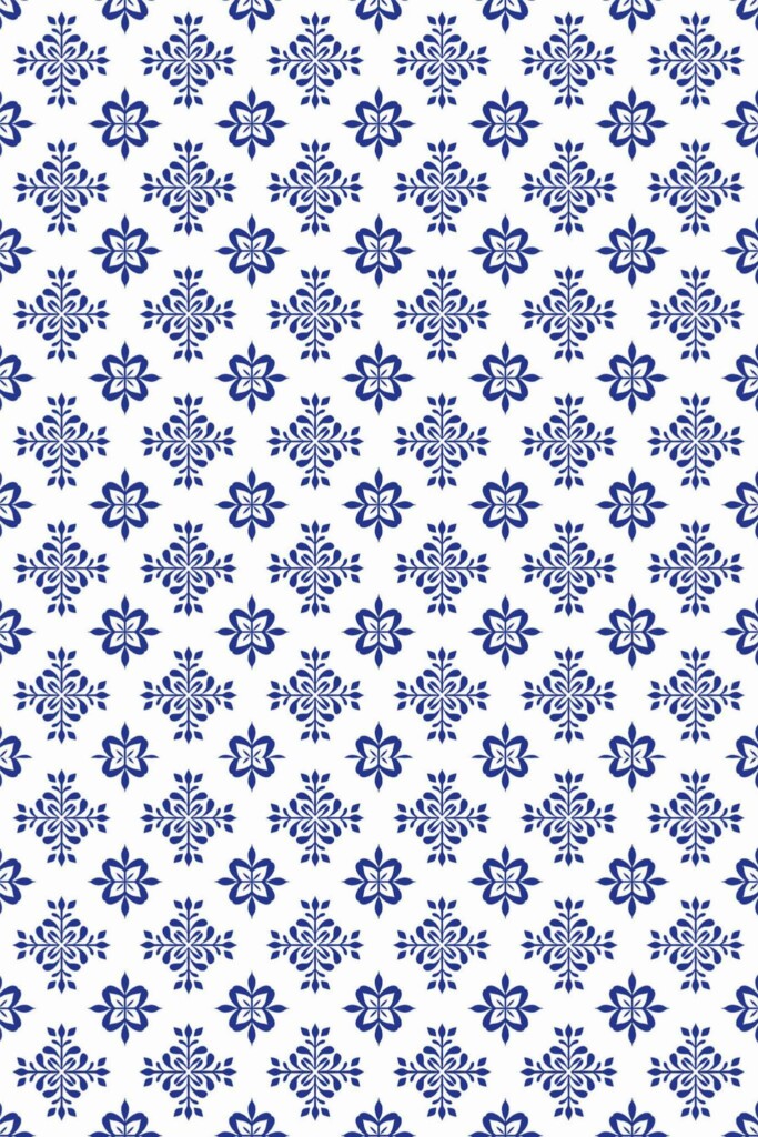 Pattern repeat of Geometric floral tile removable wallpaper design