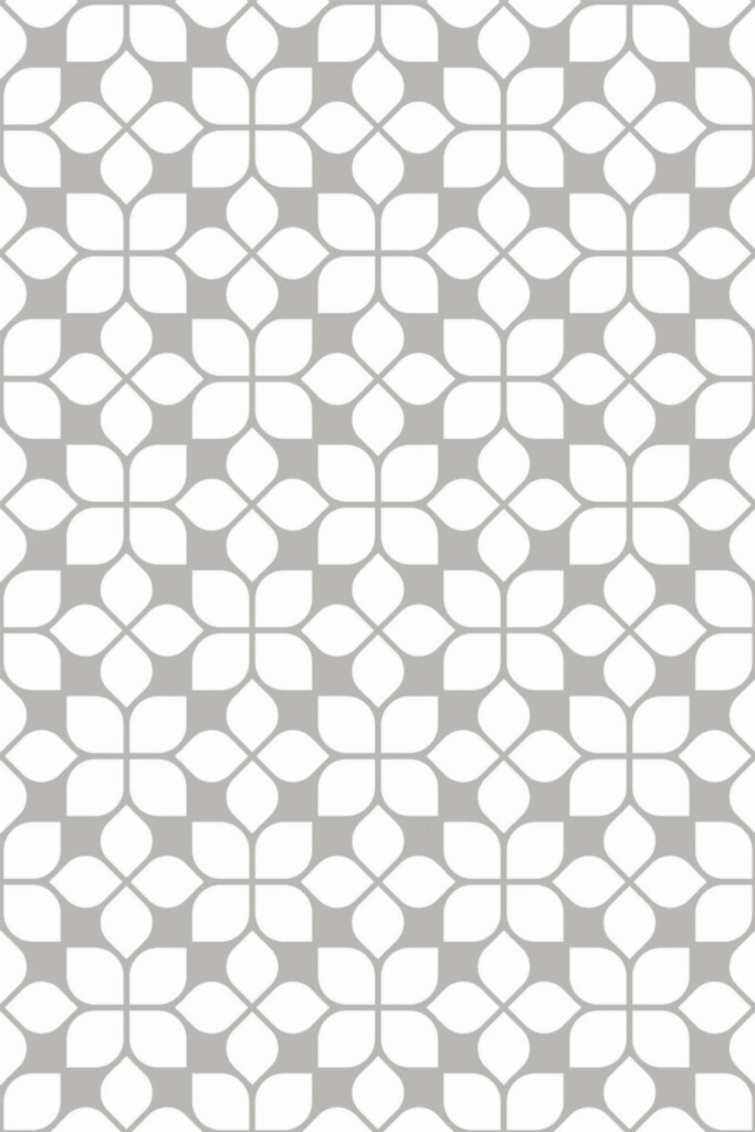 Pattern repeat of Geometric flower tile removable wallpaper design