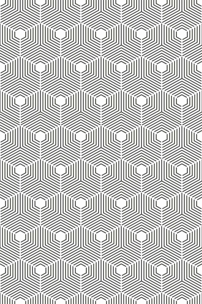 Pattern repeat of Geometric hexagon removable wallpaper design