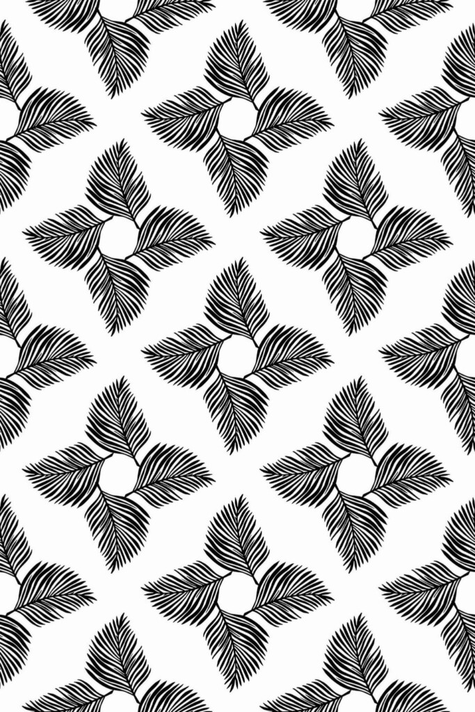 Pattern repeat of Geometric leaf removable wallpaper design