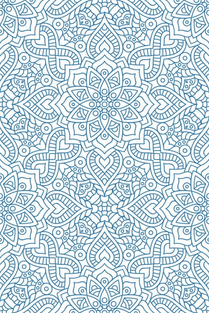 Pattern repeat of Geometric mandala removable wallpaper design