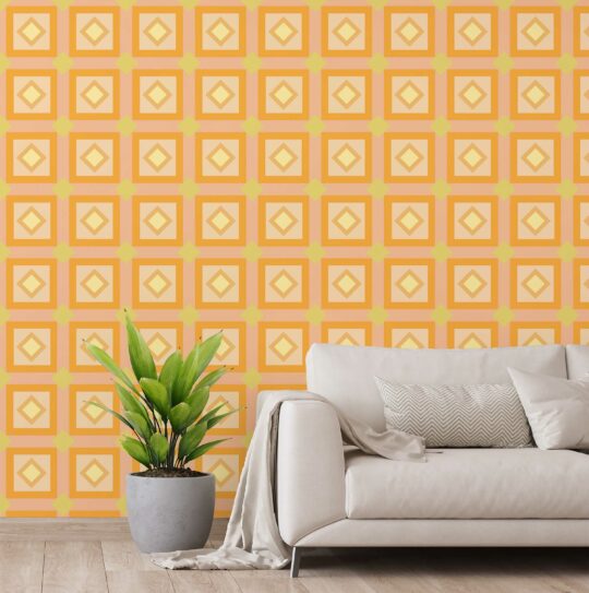 orange tile unpasted wallpaper