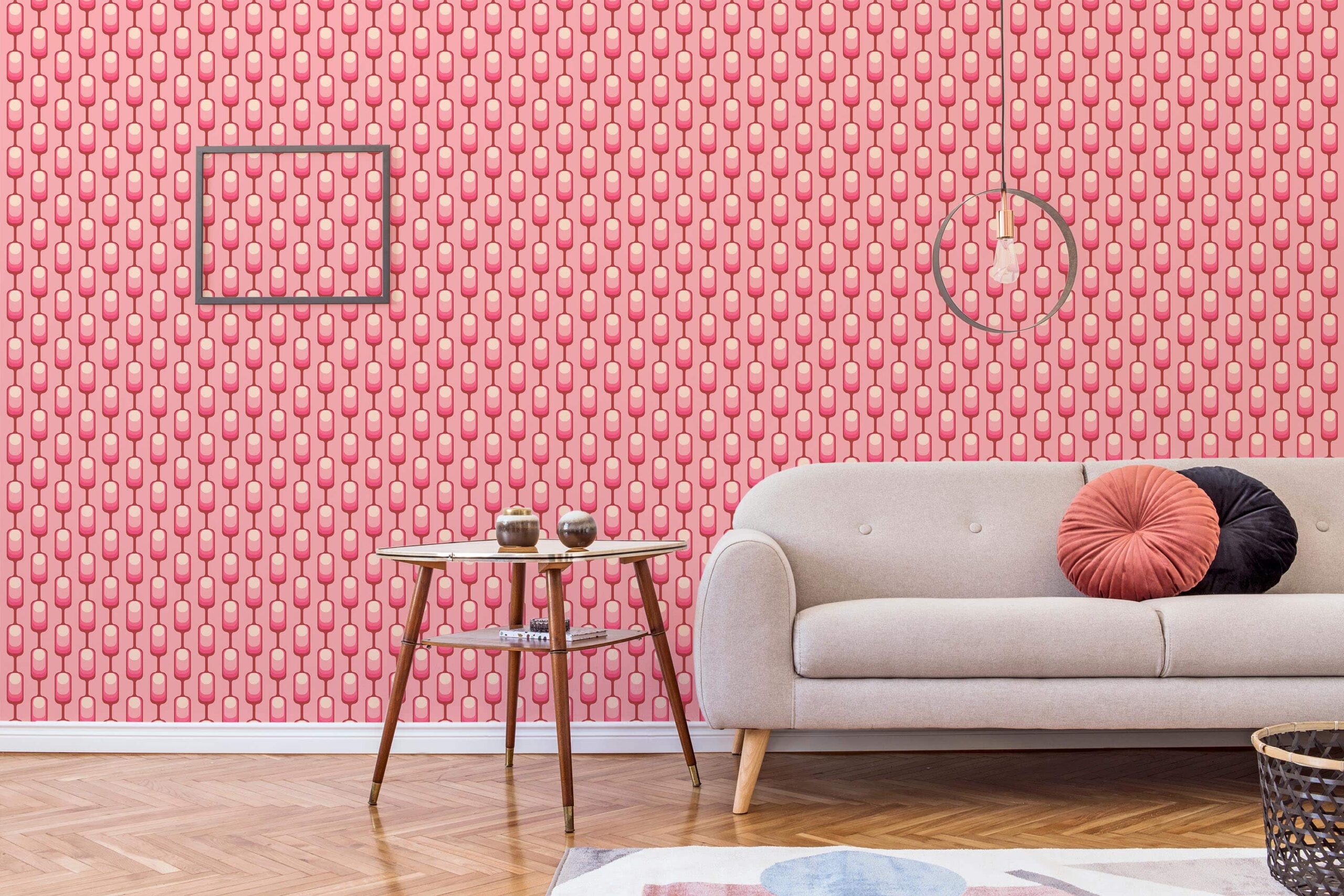 pink retro unpasted wallpaper