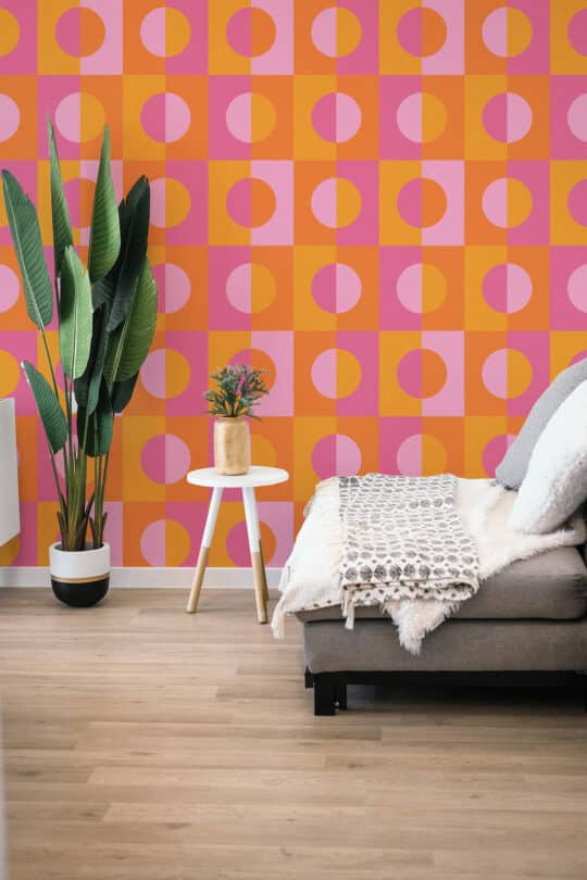 orange circles unpasted wallpaper