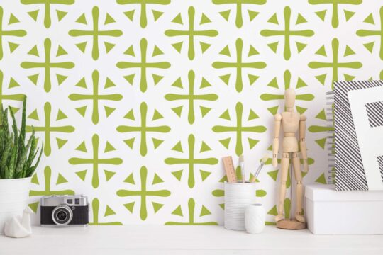 Geometric tile cross ornament peel and stick removable wallpaper