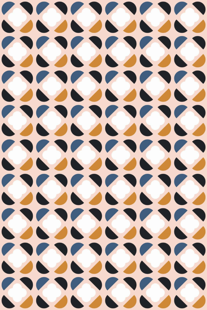 Pattern repeat of Geometric retro removable wallpaper design