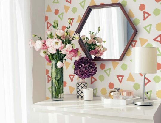 Multicolor geometric shapes peel and stick wallpaper