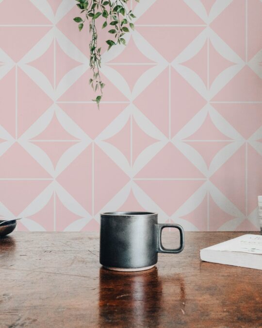 Pink square pattern peel and stick wallpaper