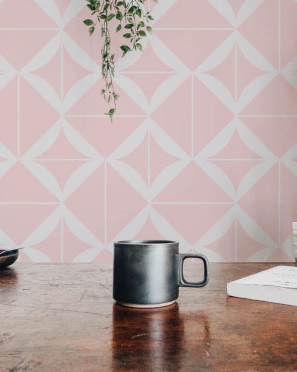 pink geometric square wallpaper roll