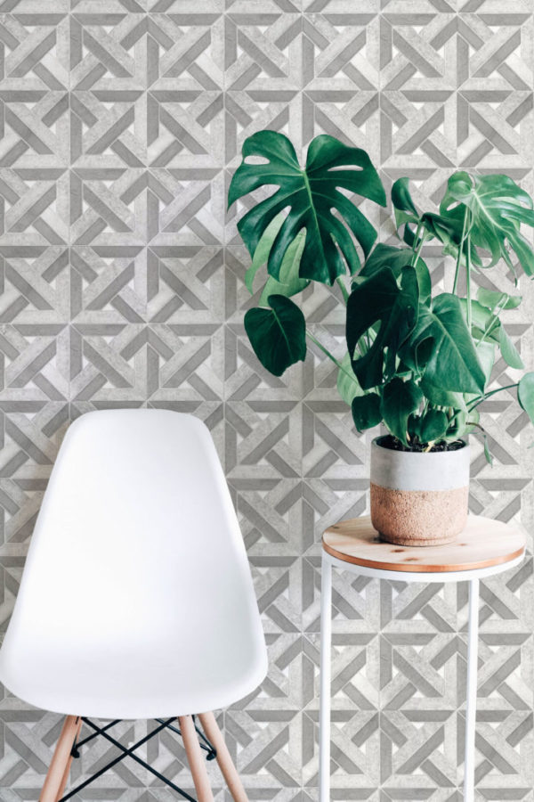 Geometric stone tile wallpaper for walls