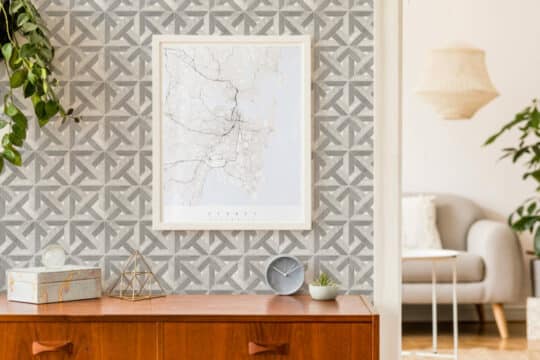 Geometric stone tile stick on wallpaper
