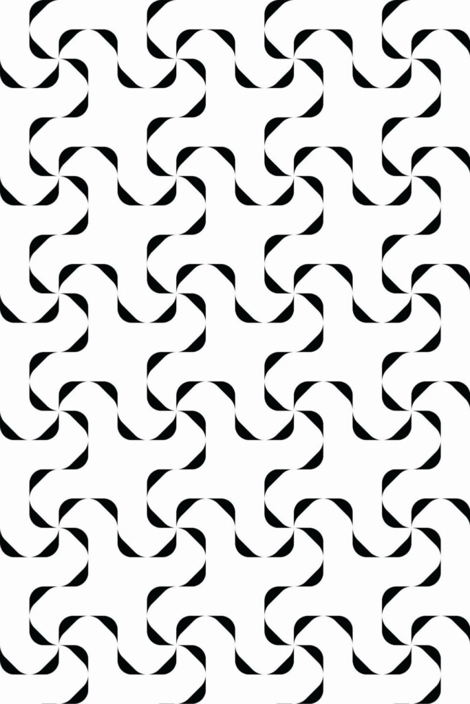 Pattern repeat of Geometric swirl removable wallpaper design