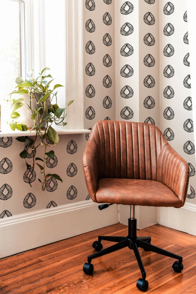 Mid-century modern style living room decorated with Geometric teardrop peel and stick wallpaper