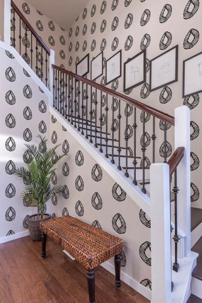 Rustic style entryway decorated with Geometric teardrop peel and stick wallpaper