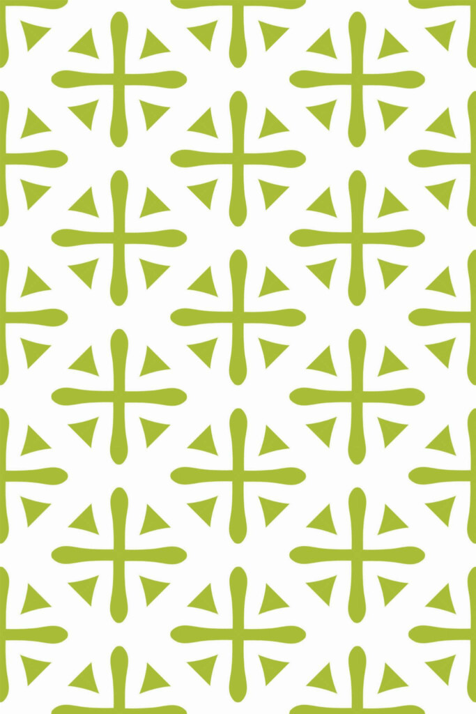 Pattern repeat of Geometric tile cross ornament removable wallpaper design