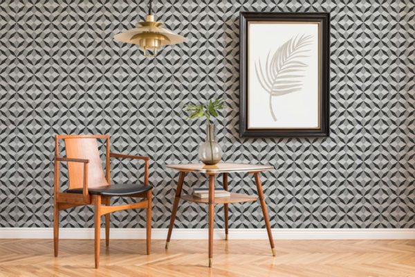 Contemporary geometric tile temporary wallpaper