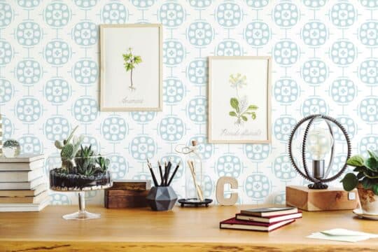 Geometric tile ornament stick on wallpaper