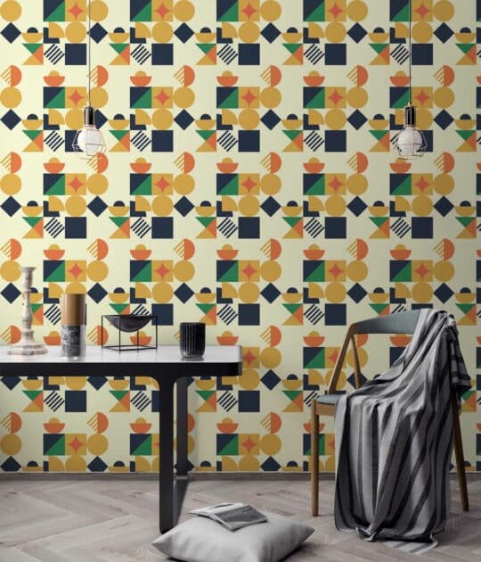 vintage geometry non-pasted wallpaper