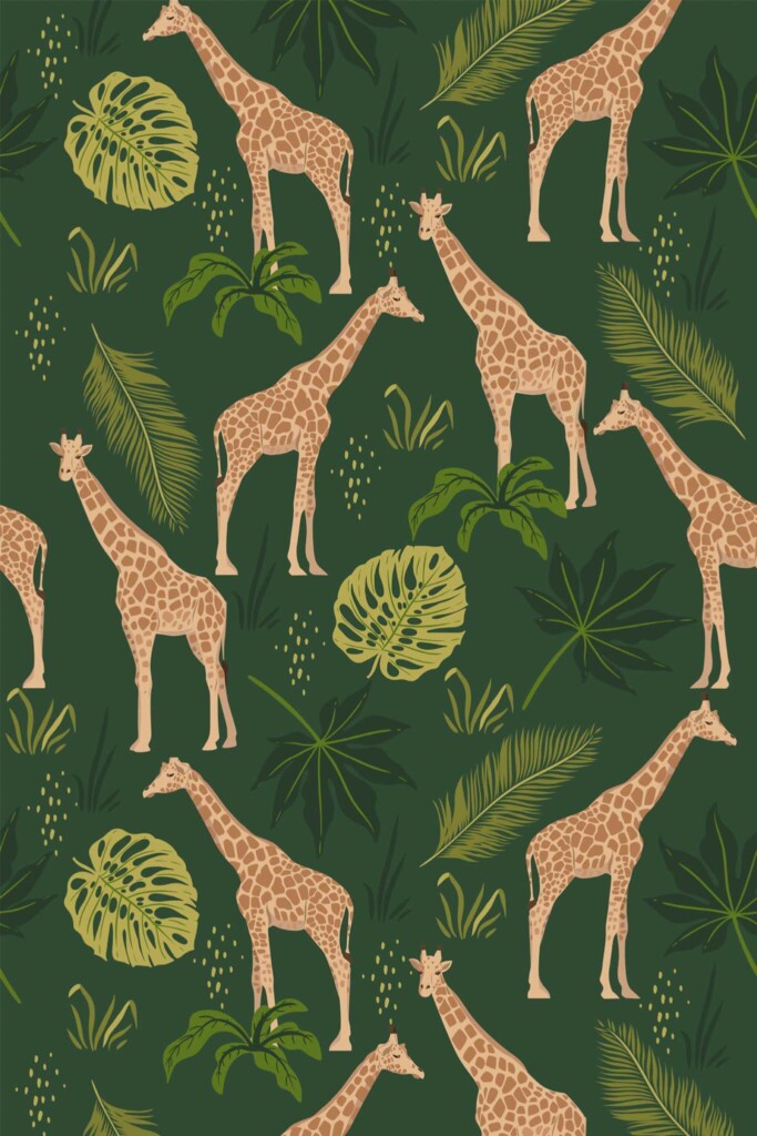Pattern repeat of Giraffe removable wallpaper design