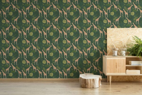 green giraffe removable wallpaper