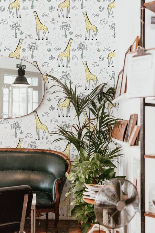 giraffe yellow traditional wallpaper