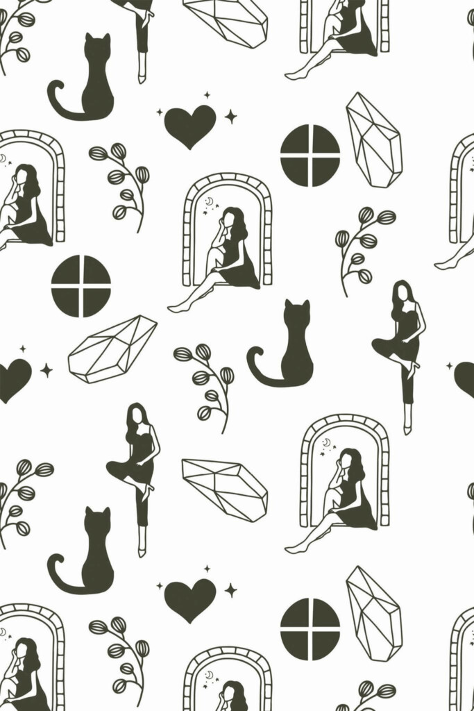 Pattern repeat of Girly removable wallpaper design