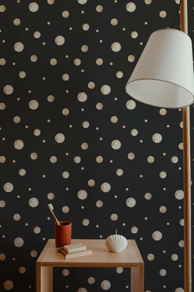 Minimal style bathroom decorated with Glitter dots peel and stick wallpaper
