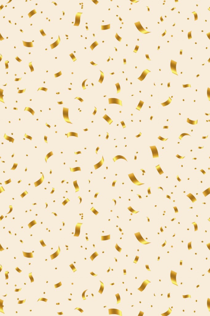 Pattern repeat of Gold color confetti removable wallpaper design