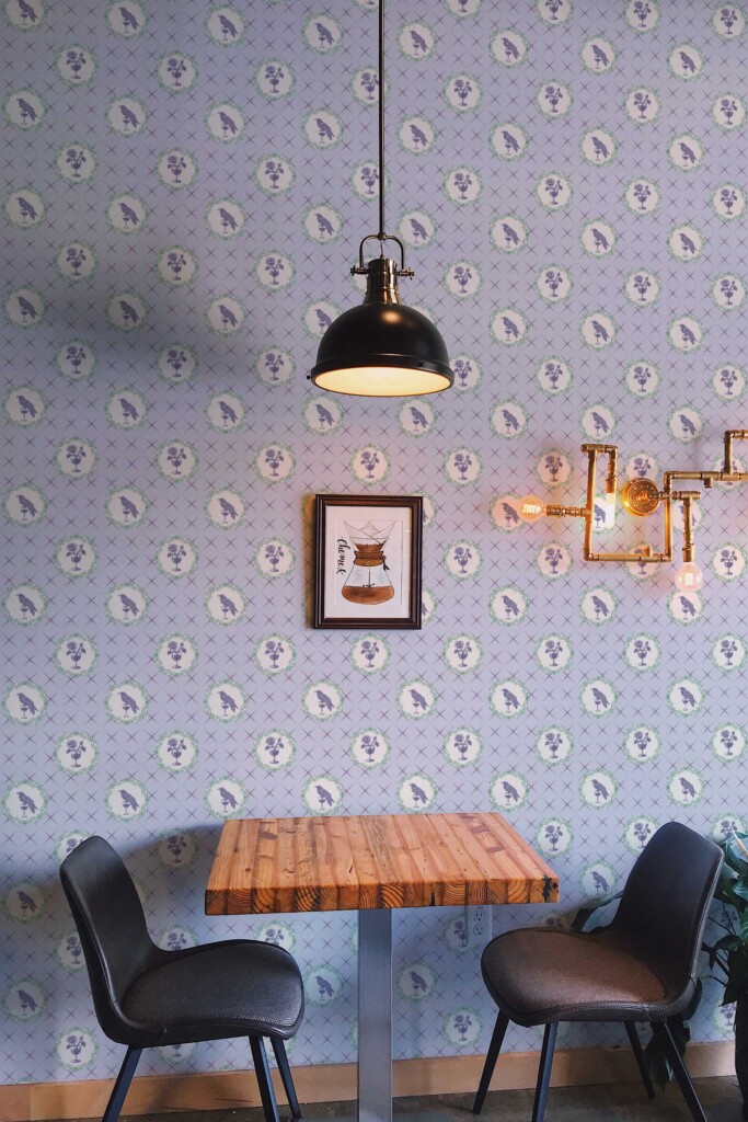 Fancy Walls Gothic purple bird self-adhesive wallpaper