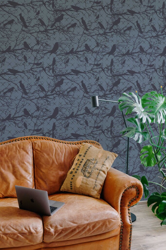 Fancy Walls traditional wallpaper with dark gothic ravens in a nighttime forest theme