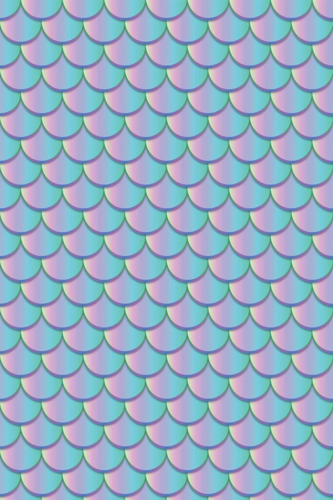 Pattern repeat of Gradient Blue Scales removable wallpaper design