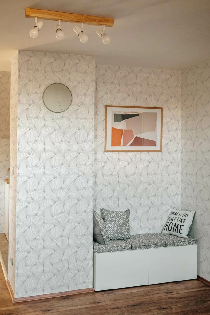 Scandinavian style entryway decorated with Gray abstract pattern peel and stick wallpaper